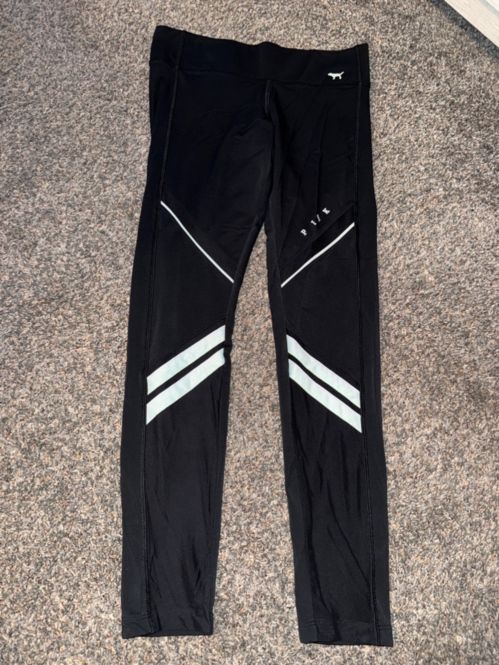 PINK Victoria's Secret Black Leggings with White Reflective Accents